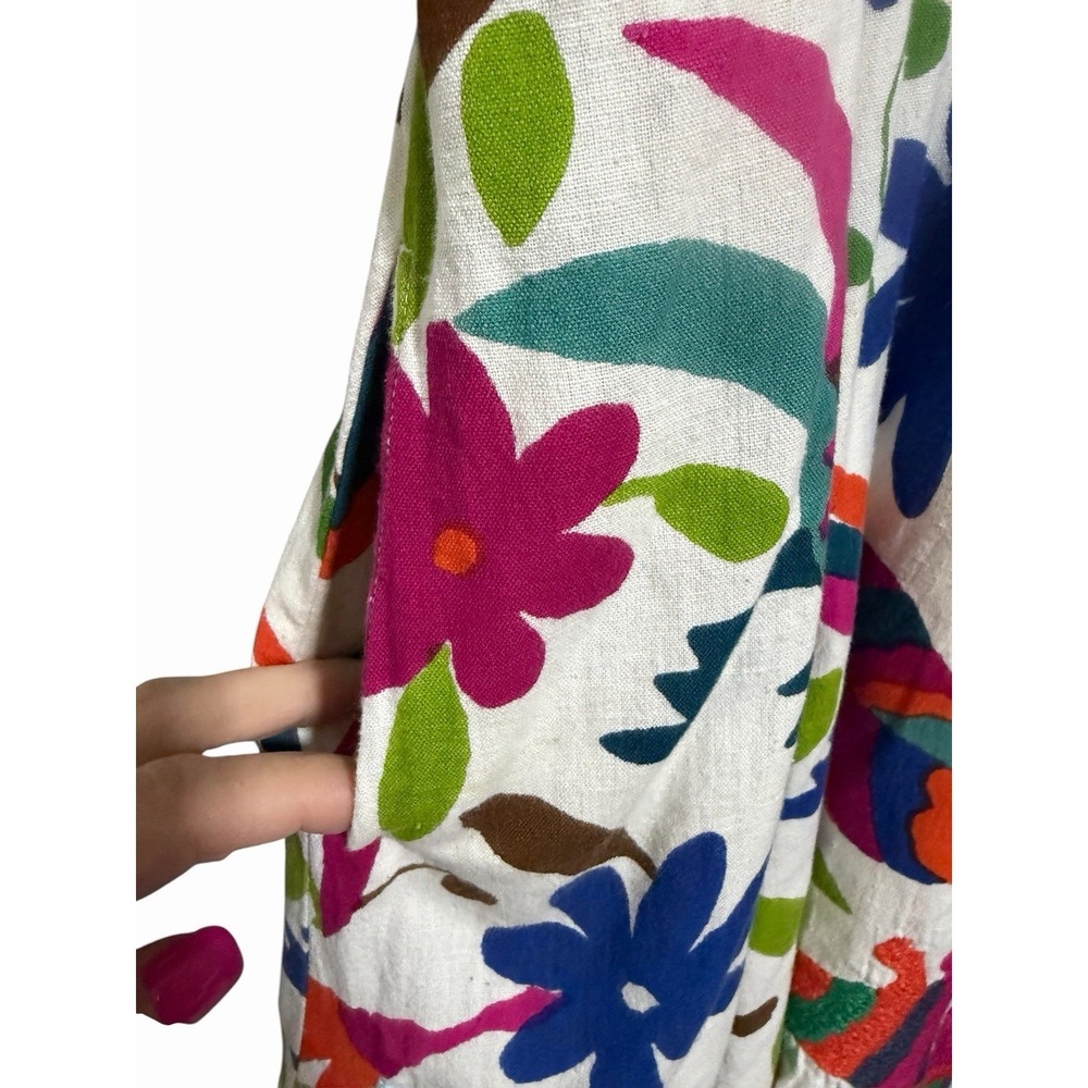 Vanessa‎ Virginia Anthropologie Folk Art Dress Embroidered Floral Animals Size 6 - Picture 7 of 12